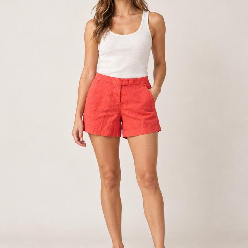Theory coral linen shorts size